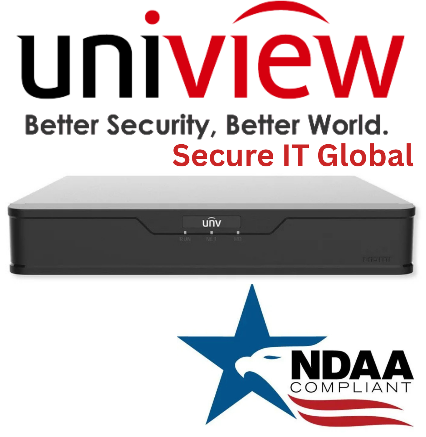 Uniview NVR301-04B-P4-IQ 12MP Ultra HD PoE 4-Ch 1U with AI Facial Recognition 1 SATA HDD Bay 2-Way Audio IP Network Security NVR