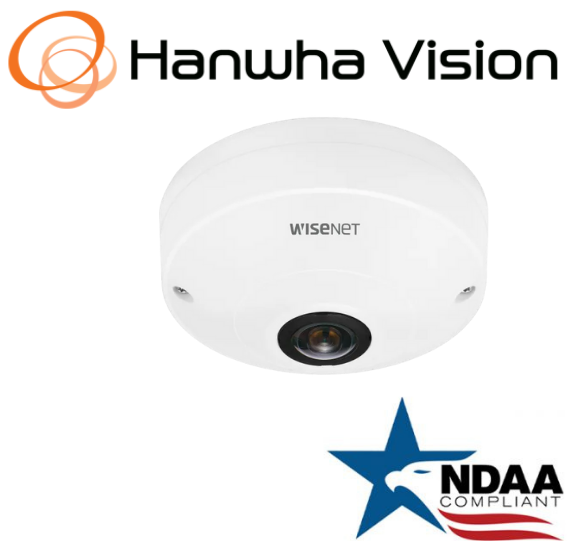 Hanwha fisheye camera QNF 8010 front view indoor IP dome