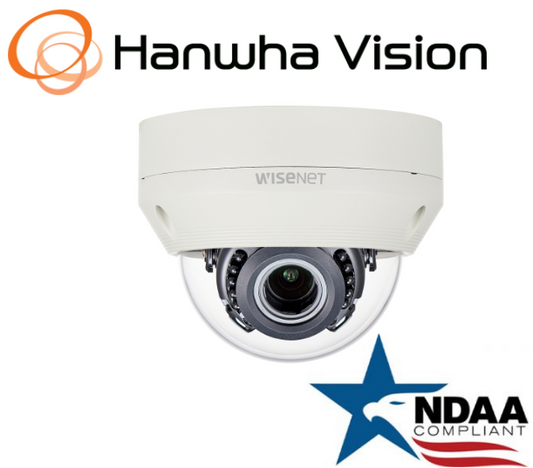 Hanwha Wisenet dome camera front view for outdoor surveillance