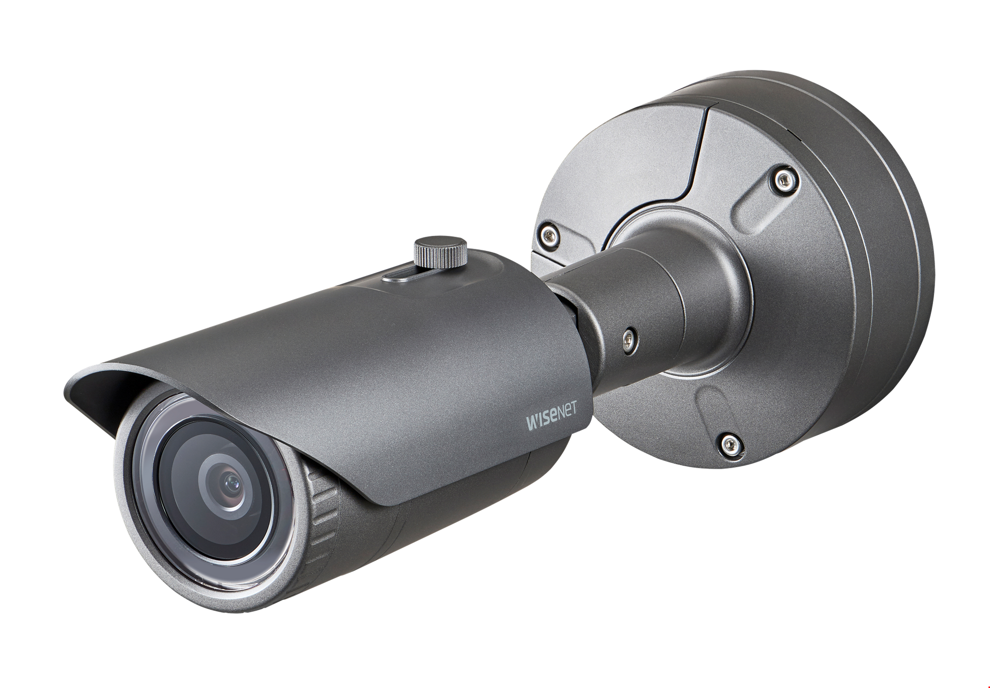Hanwha Wisenet camera side view with outdoor IP design