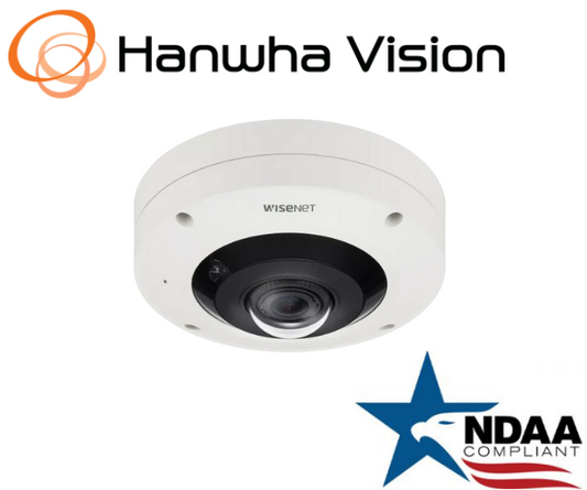 Hanwha XNF 9010RV fisheye camera front view with 360 degree panoramic lens