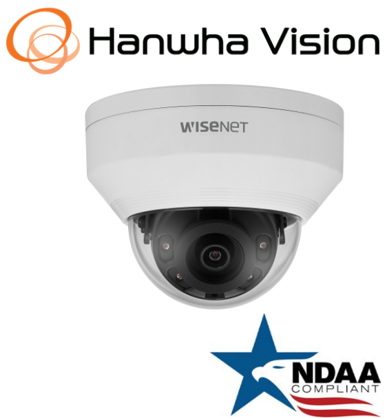 Hanwha Techwin QNV-7012R POE  4MP IR IP Security Dome  Camera 2.8mm fixed Lens