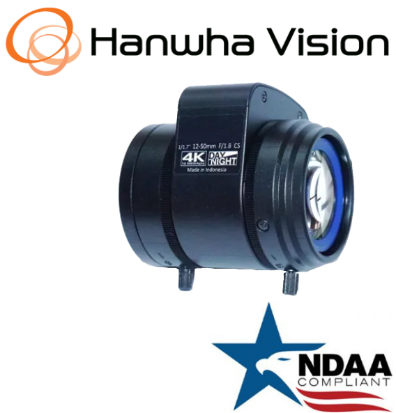 Hanwha Techwin SLA-T-M1250DN DC-iris 12MP 12~50mm Security Camera Lens