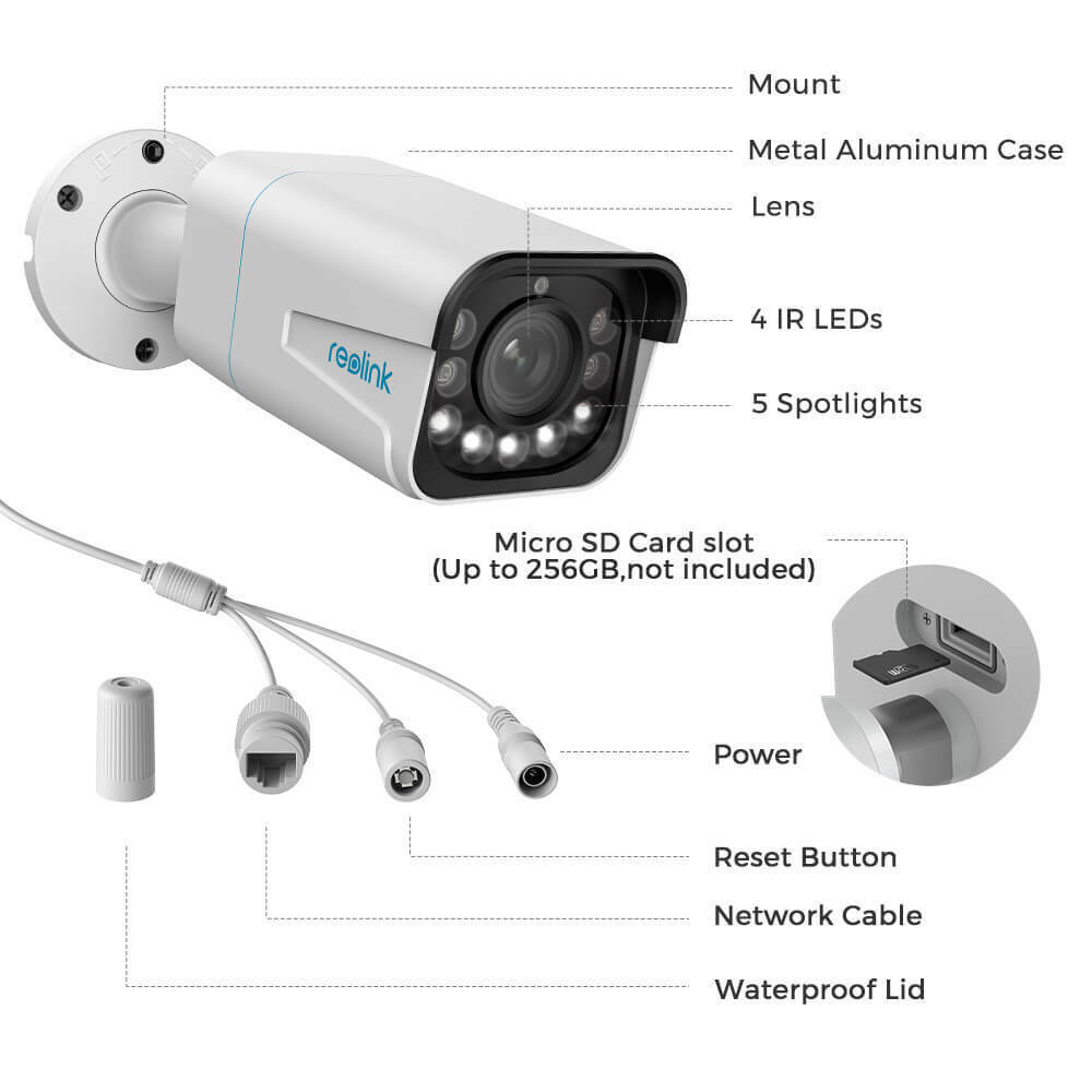 Reolink 4K 8MP PoE IP 5X Optical Zoom 2-Way Audio Spotlight Security Camera - Secure IT Global