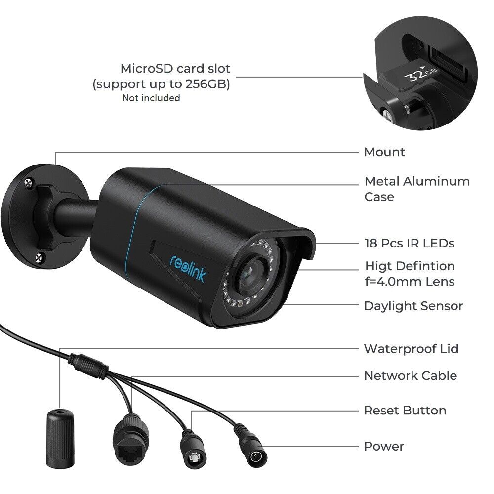 Reolink 4K 8MP PoE 4.0mm Person/Vehicle Alerts Audio Recording IP SecurityCamera - Secure IT Global