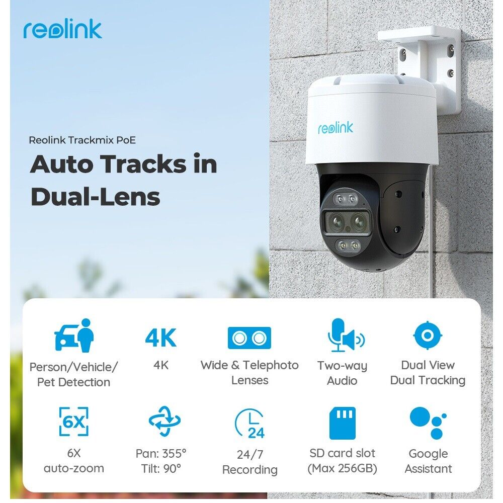 Reolink 4K 8MP HD Dual-Lens PTZ IP PoE Dual View Motion Tracking Security Camera - Secure IT Global