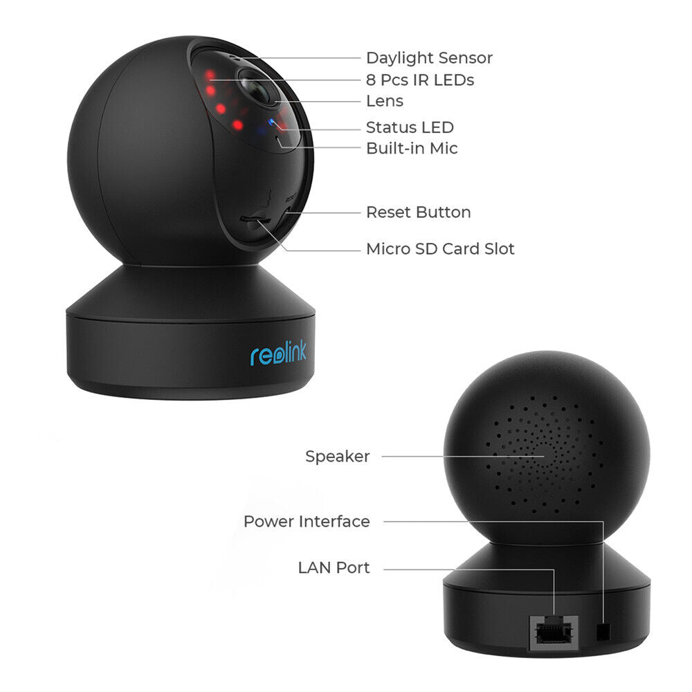 Reolink 3MP HD Plug-in Indoor WiFi Pan Tilt 2-Way Audio Security Camera (Black) - Secure IT Global