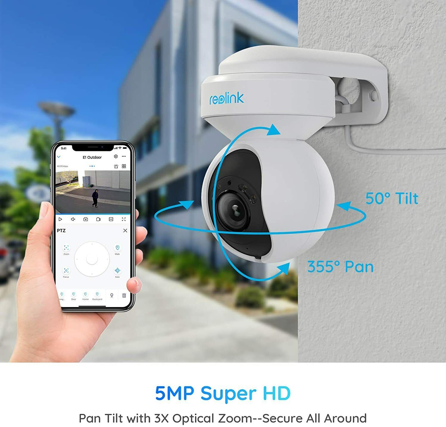 Reolink 5MP PTZ 2.4/5GHz WiFi Pan Tilt Zoom Audio Color Night Security Camera - Secure IT Global