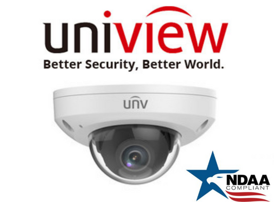 Uniview IPC314SB-ADF28K-I0 LightHunter NDAA Camera.Uniview 4MP IP Dome Camera front view with LightHunter