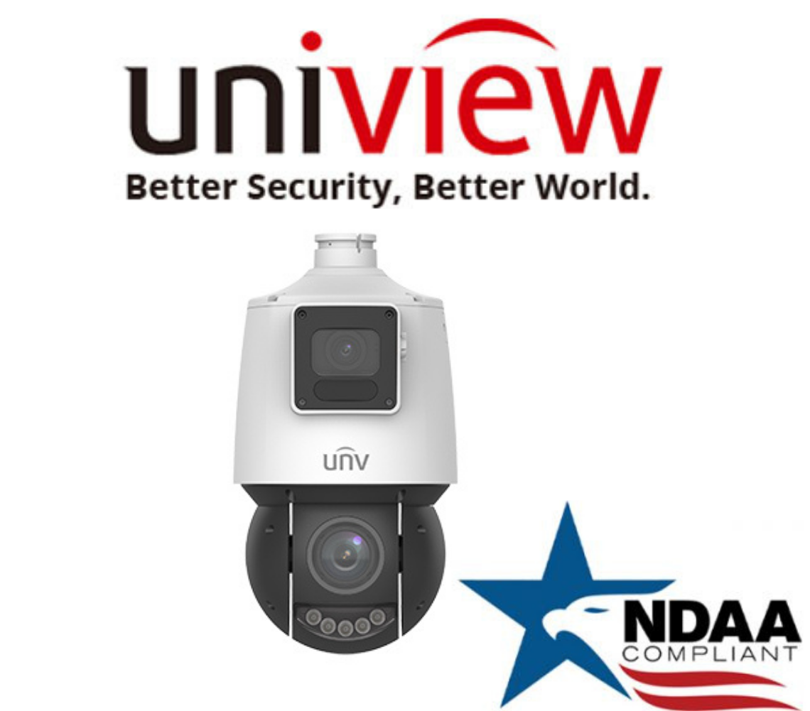 Uniview IPC94144SR-X25-F40C PTZ NDAA Security Camera.Uniview 4MP PTZ camera front view with motorized zoom lens