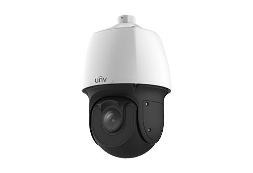 Close-up of Uniview PTZ camera with 6.0~150.0mm motorized zoom lens and durable build