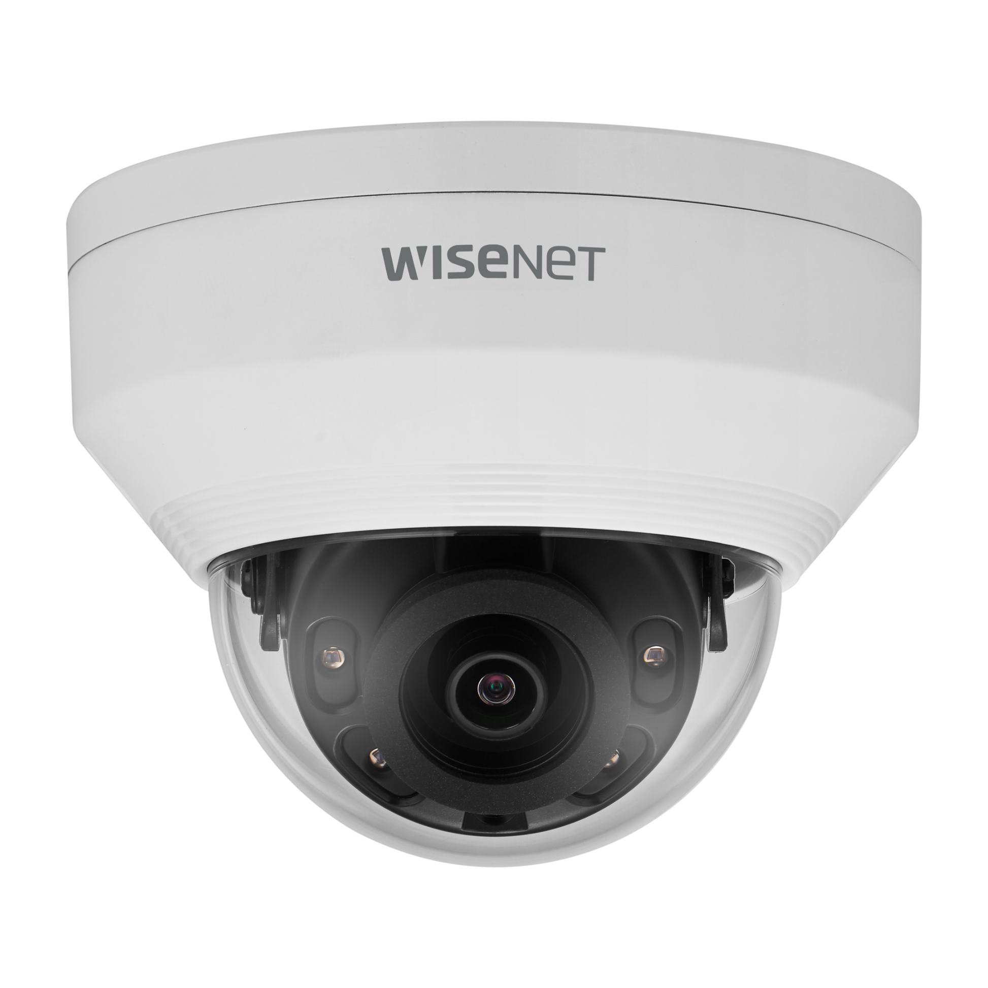 Wisenet dome camera with IR night vision and NDAA compliance