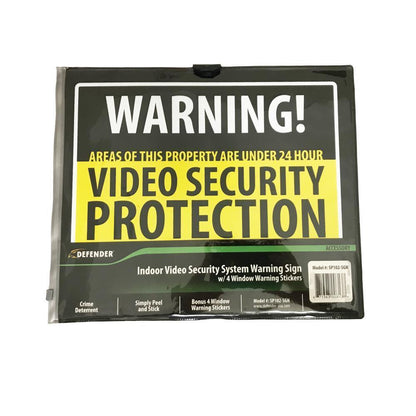 Defender Indoor Video Security System Warning Sign w/Stickers - Cutting Edge Products Inc