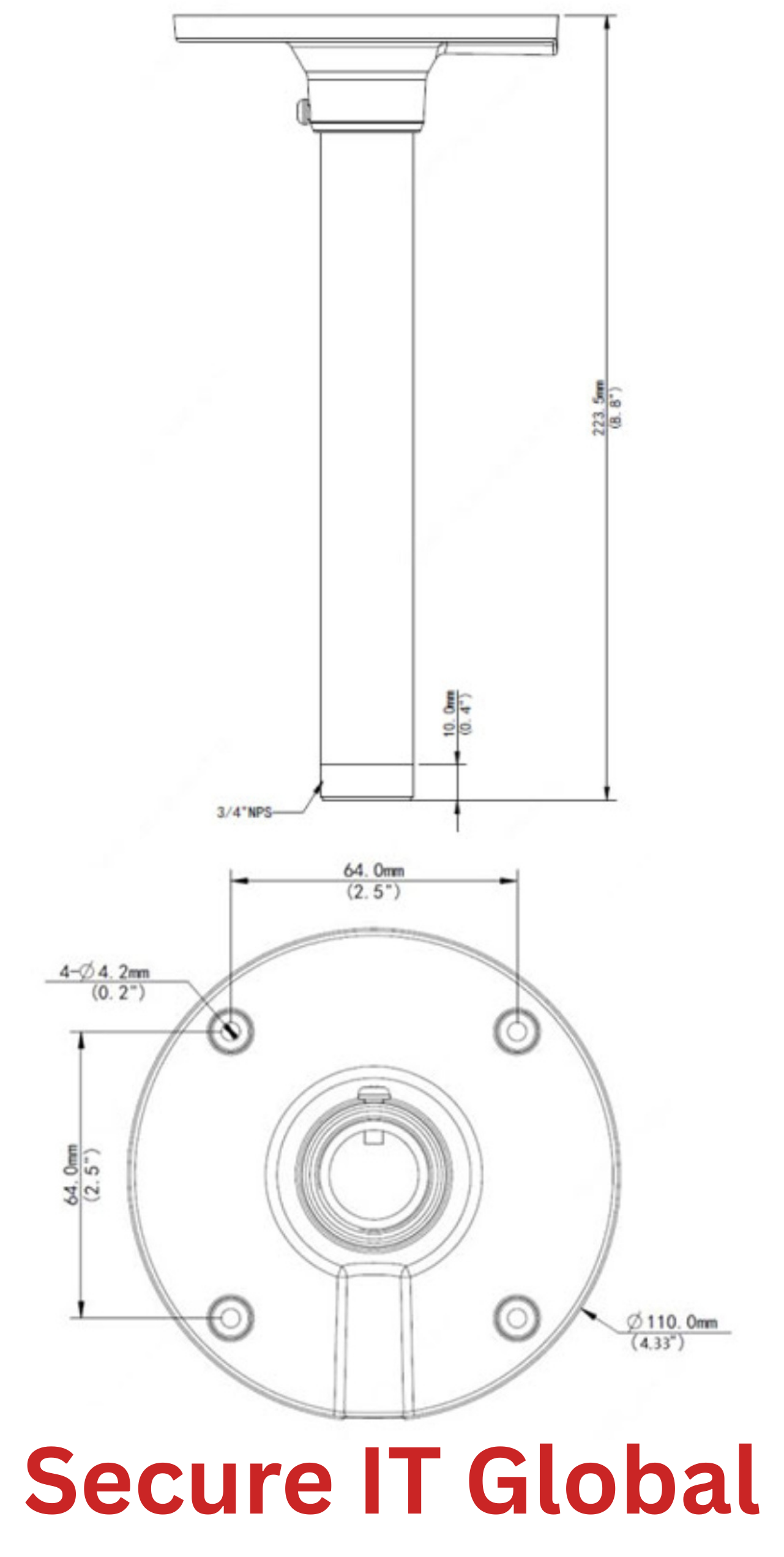 UNV Fixed Dome Indoor Pendant Mount Uniview Surveillance Security Accessory