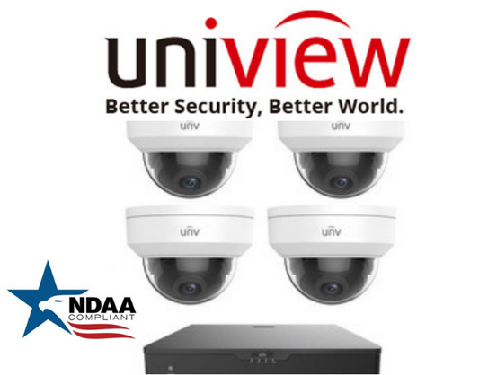 Uniview EK-S31P4D44T1 NDAA 4 x 4MP Dome IP Camera + 4K NVR + 1TB HDD Security Kit-Secure IT Global