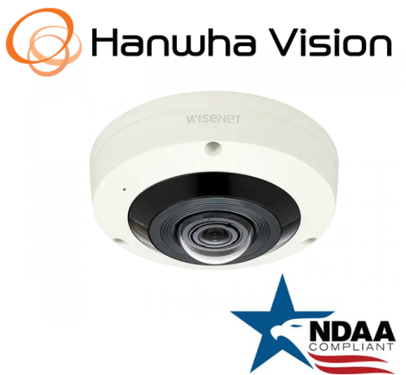 Hanwha XNF 8010RV fisheye IP camera front view outdoor security