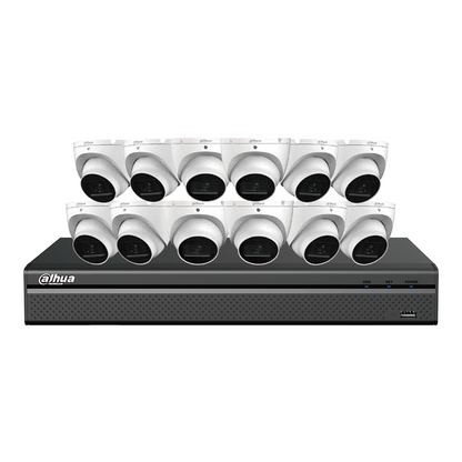 Dahua 4K IP67 PoE Audio IP E-VU 12 Cameras+16-Ch NVR Security System 2.8 mm lens