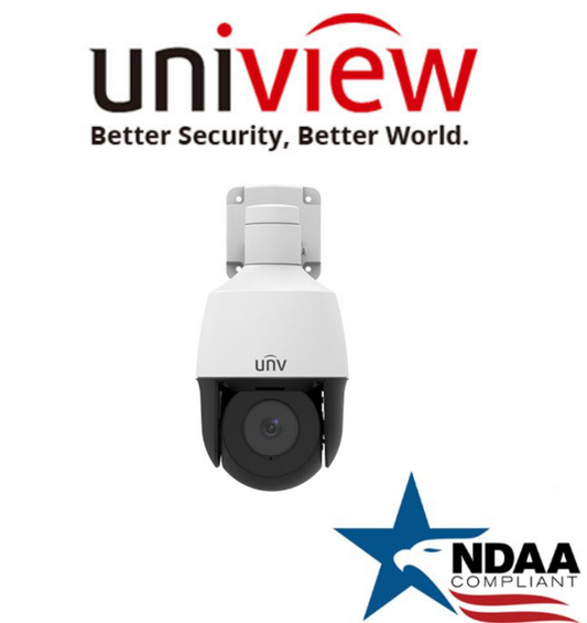 Uniview IPC6312LR-AX4-VG NDAA Mini PTZ Security  Camera.Uniview 2MP IP PTZ Camera front view with LightHunter
