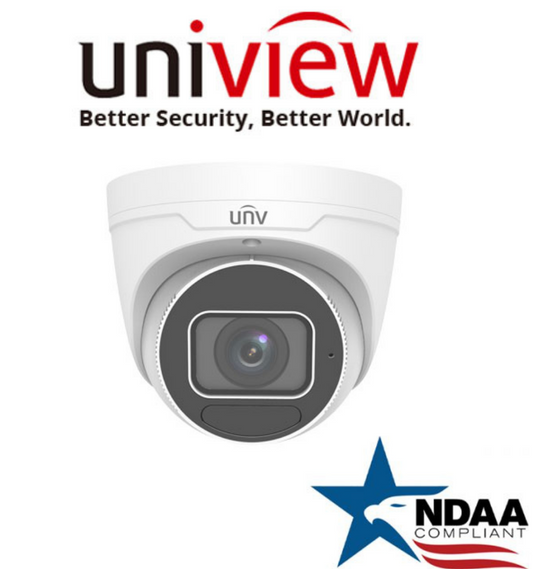 Uniview IPC3634SB-ADZK-I0 Turret NDAA Security Camera.Uniview 4MP IP camera outdoor view with IP67 rating