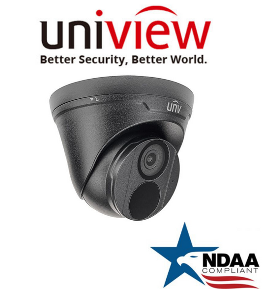 Uniview IPC3614SR3-ADF28K-G-BK NDAA Turret Security Camera.Uniview 4MP PoE Eyeball Camera Front View
