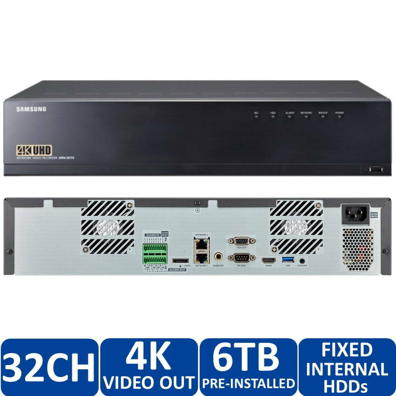 Hanwha Techwin WiseNet XRN-2010A-6TB 32CH 12MP Security NVR Recorder 6TB HDD
